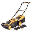 Kép 1/8 - Riwall PRO RALM 3820 set - akkus fűnyíró 20V s szénkefe nélküli motorral (2 db 4Ah akkuval és töltővel)