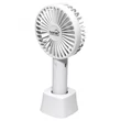 Kép 1/4 - Home HF 9/WH kézi, tölthető ventilátor, 4 W, 10 cm-es lapátátmérő, 3 fokozat, 1200 mAh Li-ion akkumulátor, asztali tartó, fehér