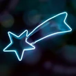 Kép 1/3 - Home NEON 1 hullócsillag figura, LED-es neon fény, két oldalú, fém váz, IP44, kültéri, beltéri, jégkék