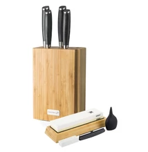 G21 Gourmet Damascus késkészlet bambusz blokkban 4 db + köszörűkő (6002223)
