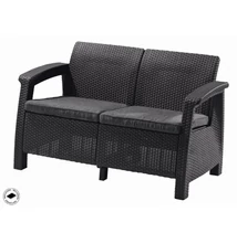 Keter Corfu kerti bútor love seat kétszemélyes kanapé, grafitszürke (610345)