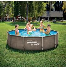 Polygroup Summer Waves®, 3,66x0,76 m Rattan hatású fémvázas medence szett (SW RATMF366x76FPI)
