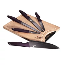 BerlingerHaus 6 részes késkészlet bambusz vágódeszkával Purple Eclipse Collection (BH/2832)