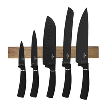 BerlingerHaus 6 részes késkészlet akácfa mágneses akasztóval Matte Black Collection (BH/2885)