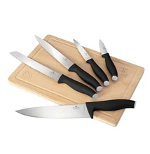 BerlingerHaus 6 részes késkészlet bambusz vágódeszkával Matte Black Collection (BH/2964)