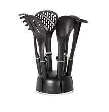 BerlingerHaus 7 részes konyhai eszközkészlet állvánnyal Matte Black Collection (BH/6218N)