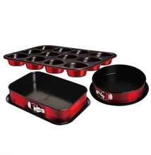 BerlingerHaus 3 részes tortaforma szett muffin sütőformával Metallic Line Burgundy Edition (BH/7635)