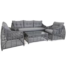 ROJAPLAST OHIO exkluzív polyrattan kerti bútor garnitúra - antracit/szürke 