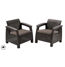 KETER CORFU DUO polyrattan kerti fotelek, 2db - barna
