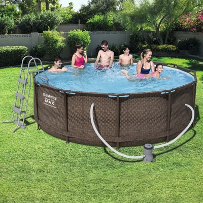 BESTWAY MYKONOS LUX rattan hatású fémvázas medence szett 366 x 100 cm
