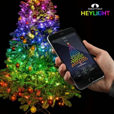 Dekortrend Heylight fényfüzér, 200 RGB LED, fekete kábel, IP44, BT vezérlés (KBT 200)