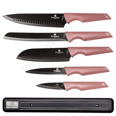 BerlingerHaus 6 részes késkészlet mágneses akasztóval I-Rose Collection (BH/2700)