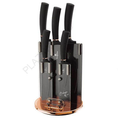 BERLINGER HAUS BH-2336  6 részes késkészlet with stand, Black Rose Collection