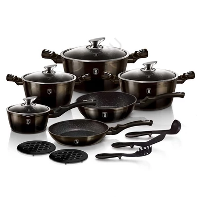 BERLINGER HAUS BH-6614 Shiny Black Metallic Line 18 részes edénykészlet