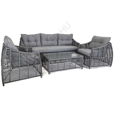 ROJAPLAST OHIO exkluzív polyrattan kerti bútor garnitúra - antracit/szürke 