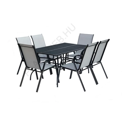 ROJAPLAST ZWMT-83 SET fém kerti asztal, fekete, 6 db székkel 
