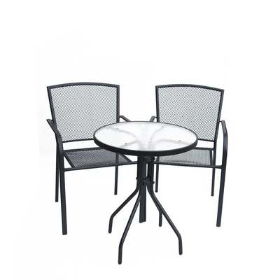 ROJAPLAST Crotone fém kerti bútor szett, 2 db székkel, üveg asztallal