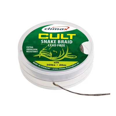CLIMAX CULT CARP SNAKE BRAID LEAD FREE LEADER 10m 30lb Weed Green