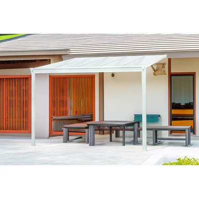 alumínium pergola LANITPLAST WALL 33 fehér + clear PC LG2085