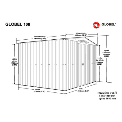 fém kerti ház GLOBEL 108 ZÖLT + napfénytető LG2501 fém kerti ház GLOBEL 108 ZÖLT + napfénytető LG2501