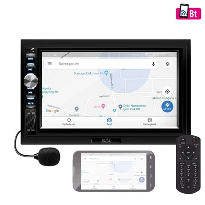 SAL VB X900 autórádió és multimédia-lejátszó, 7 col, 4 x 50 W, 2xDIN, Bluetooth, kihangosítás, magyar menü, kormány távirányító
