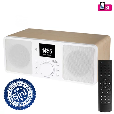 SAL Internet rádió, 5in1, fehér/fa (INR 5000/WH)[SG]