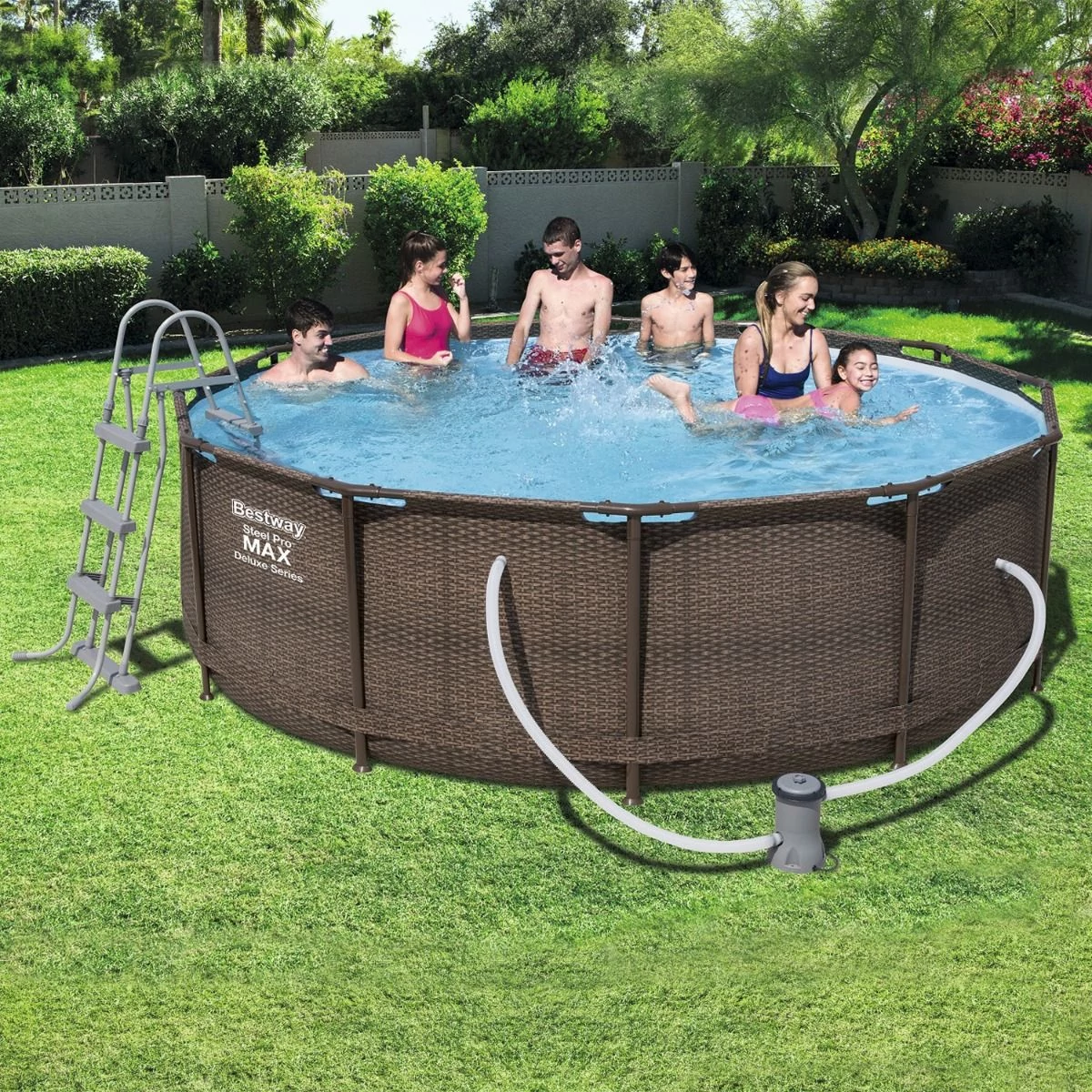 BESTWAY MYKONOS LUX rattan hatású fémvázas medence szett 366 x 100 cm (FFA 201)