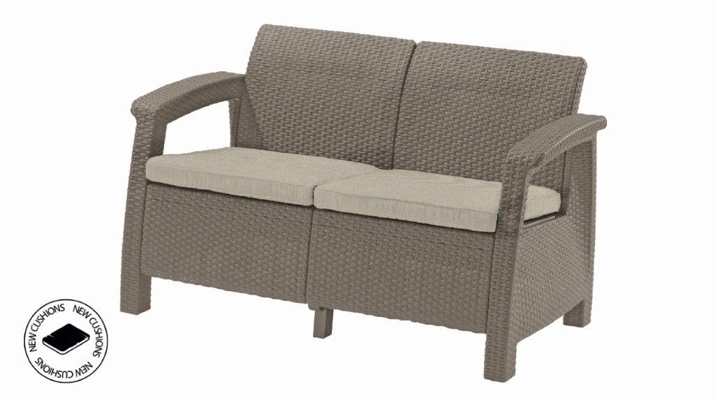 Kerti bútor Keter Corfu love seat kétszemélyes kanapé, cappuccino szín (610346)