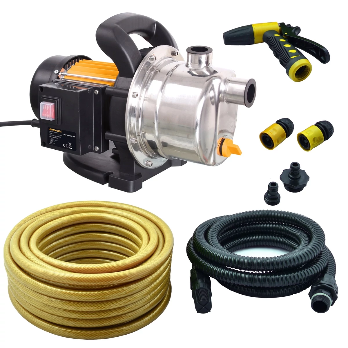 Riwall PRO REJP 1000 INOX SET - Kerti szivattyú 1000 W szett (EP26A2001096B)
