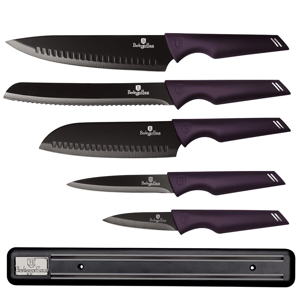 BerlingerHaus 6 részes késkészlet mágneses akasztóval Purple Eclipse Collection  BH/2702