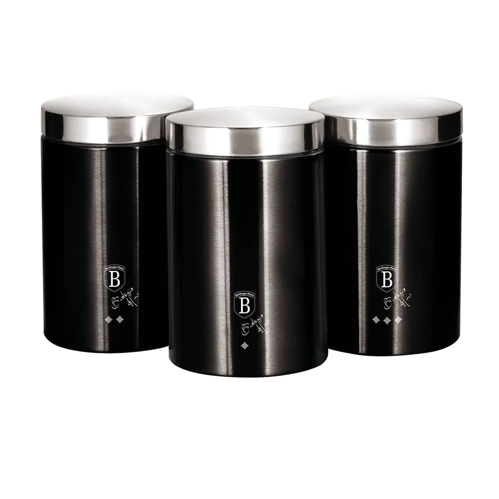 BerlingerHaus 3 részes tárolókészlet Black Silver Collection  BH/6296