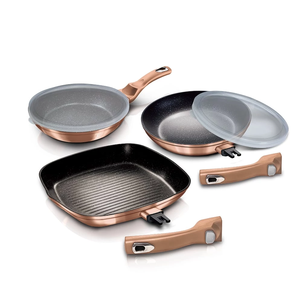 BerlingerHaus 5 részes serpenyő szett levehető nyéllel Metallic Line Rose Gold Edition  BH/7038