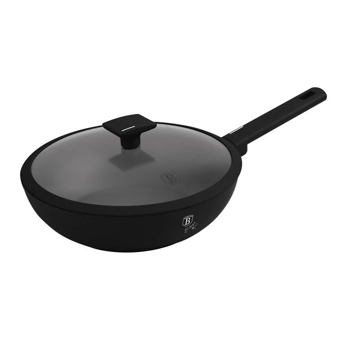 BerlingerHaus Wok fedővel (28 cm) Matte Black Collection  BH/8181