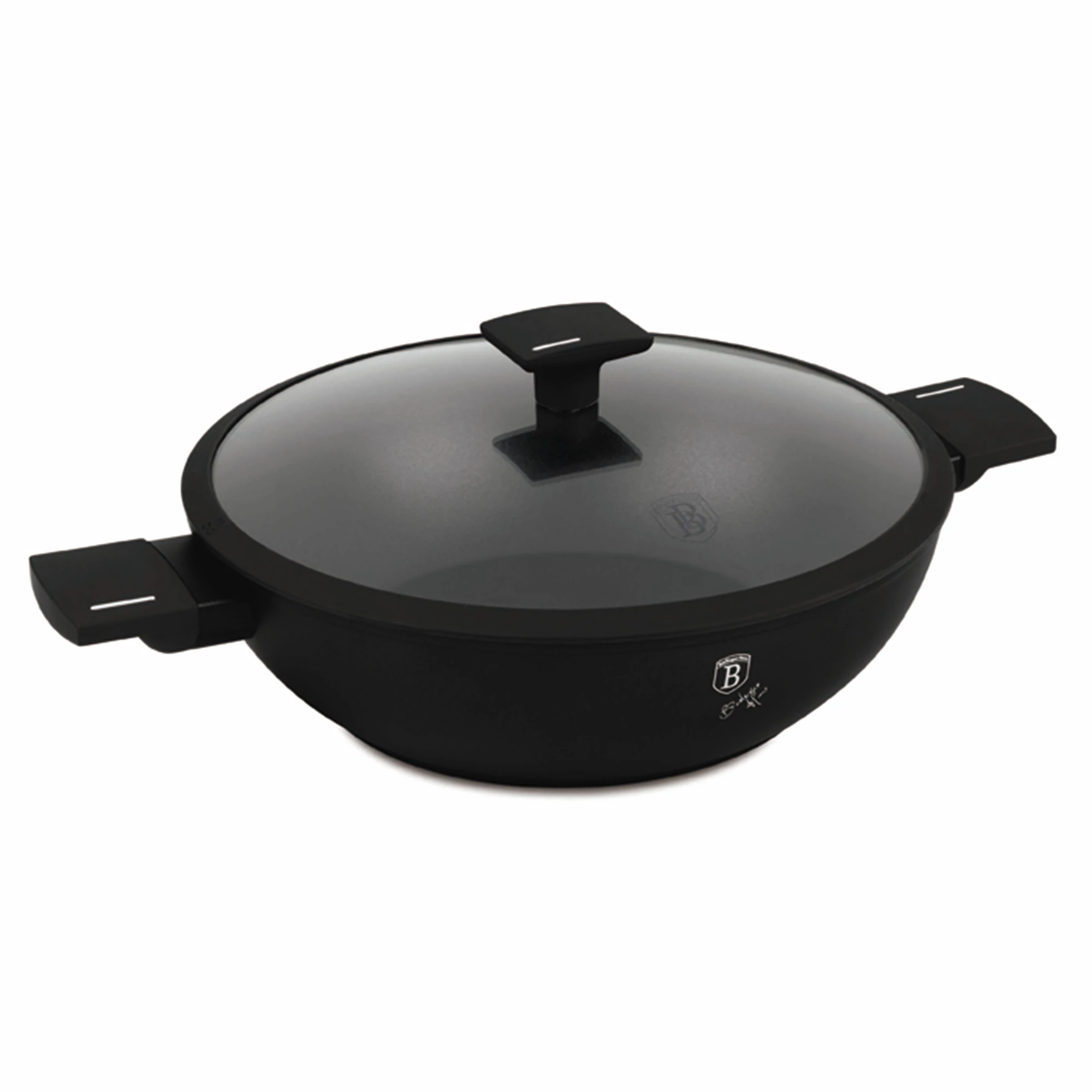 BerlingerHaus Wok fedővel (30 cm) Matte Black Collection  BH/8182
