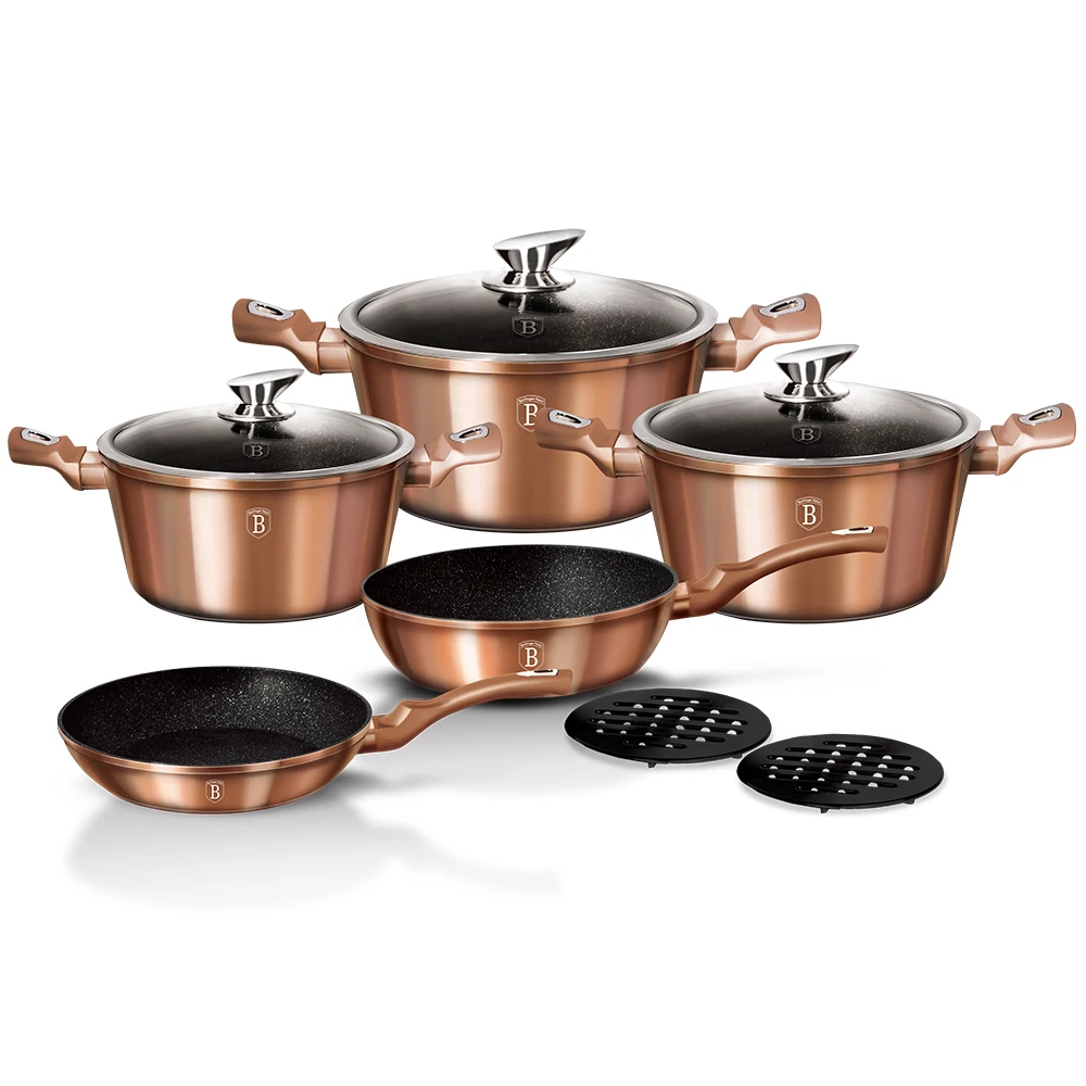 BERLINGER HAUS BH-1220N 10 részes edénykészlet, Rose Gold Metallic Line