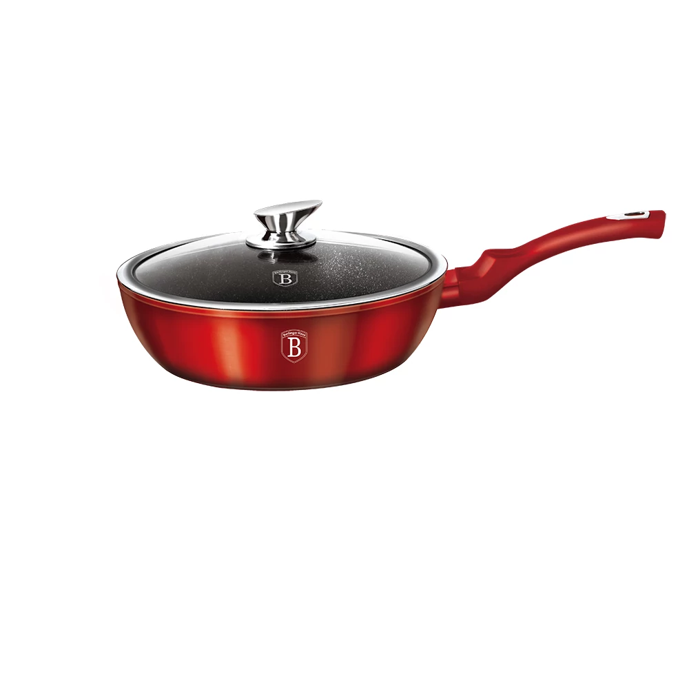 BERLINGER HAUS BH-1259N  Mély serpenyő fedővel, 24 cm, Metallic Line Burgundy Edition