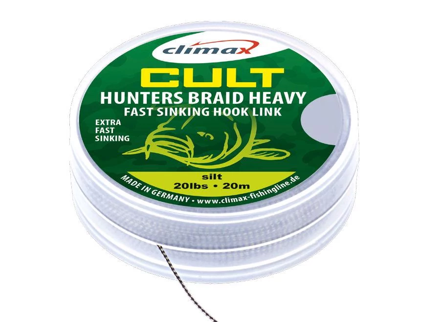 CLIMAX CULT CARP HUNTERSBRAID HEAVY SINKING HOOKLINK 20m 20lb Dark Silt