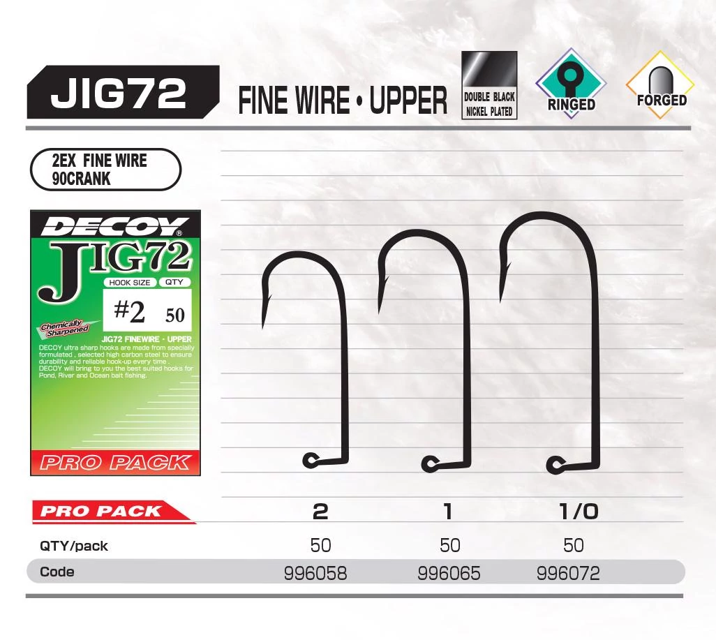 JIG HOROG DECOY PRO PACK JIG72 UPPER FINE WIRE #2