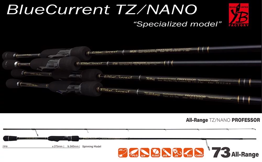 YAMAGA BLUE CURRENT 73ALL RANGE TZ-NANO PROFESSOR 2.22m 0.5-12gr Fuji Titanium Torzite horgászbot