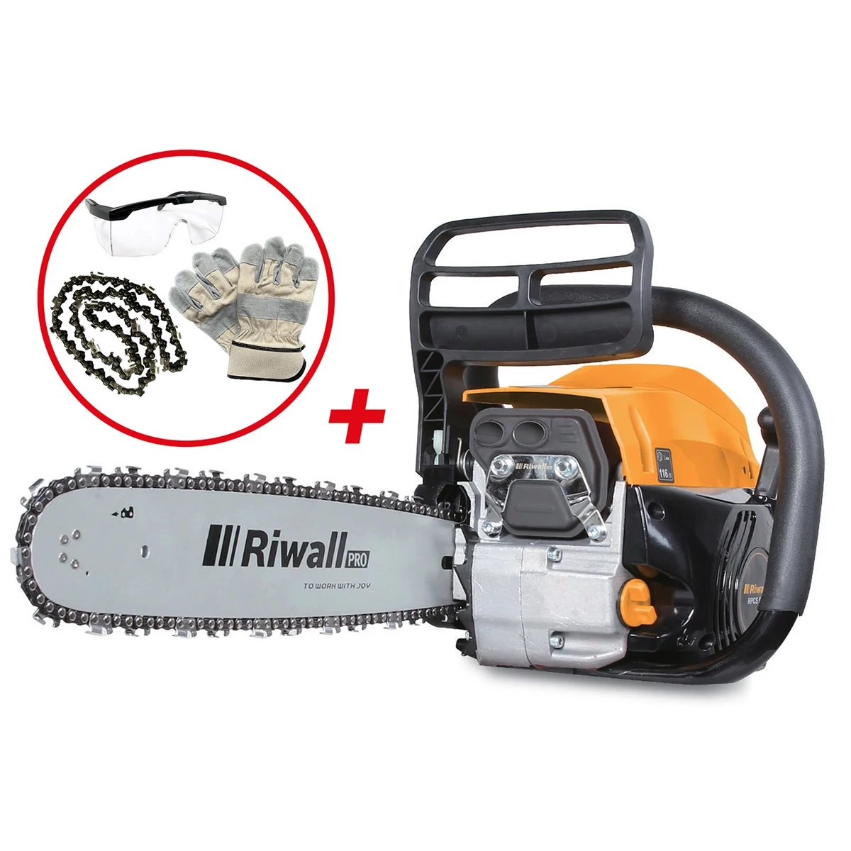 Riwall PRO RPCS 5140 SET - benzinmotoros láncfűrész 49 cm3 motorral és ajándék tartozékokkal(PC42A2201058B_set)