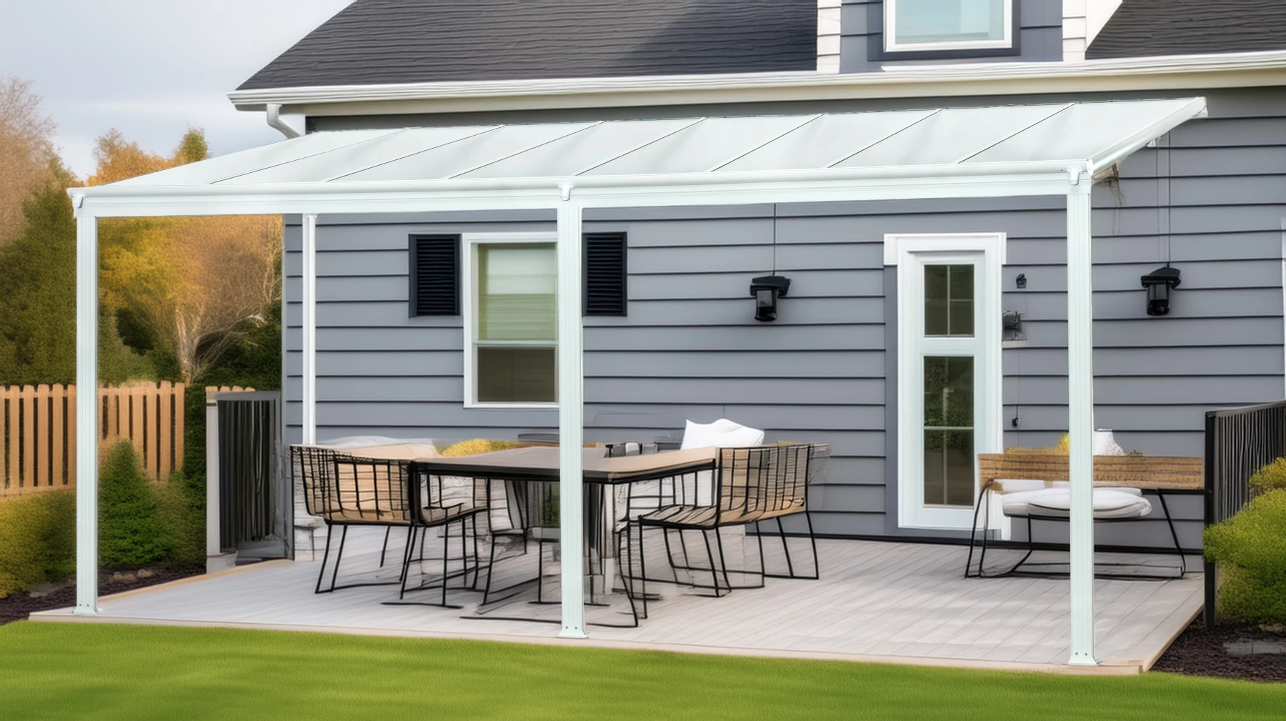 alumínium pergola LANITPLAST WALL 43 fehér + opal PC LG2127