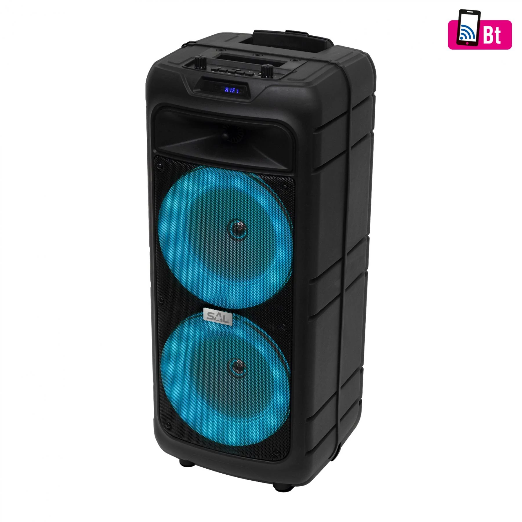 SAL Party hangdoboz, 2x18cm, LED gyűrű, akku (PAR 182BT)[SG]