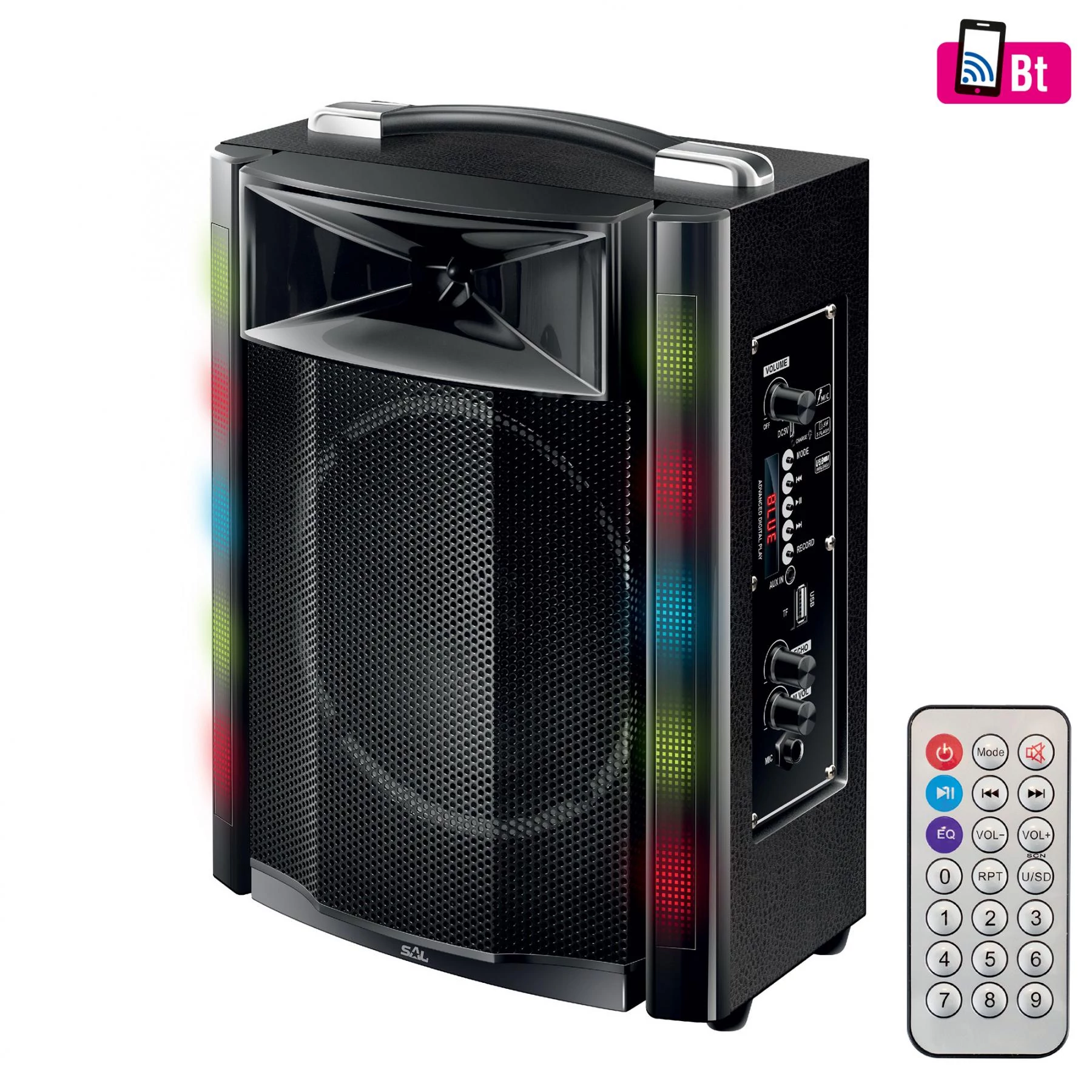 SAL Party hangdoboz, 165mm, akku, BT, LED (PAR 16BT)[SG]