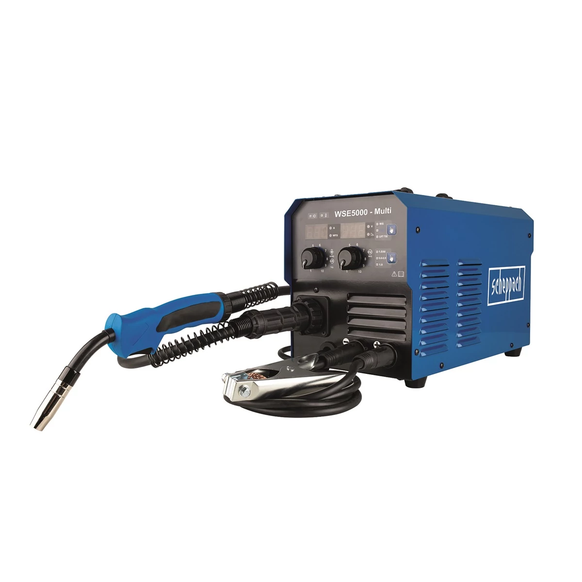 Scheppach WSE 5000 MULTI - Digitális multifukciós hegesztőgép MMA/MIG/TIG (5906609901)