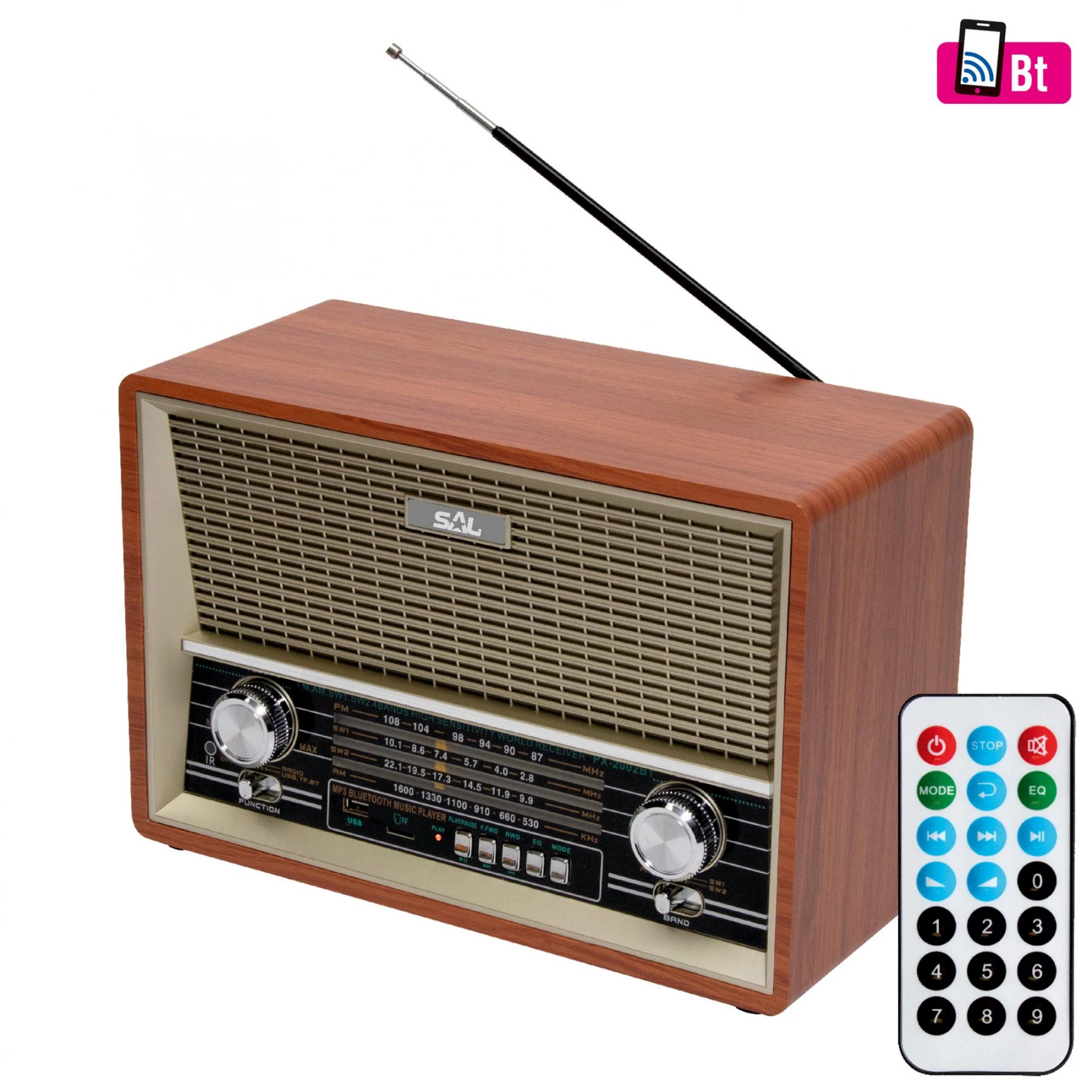SAL Retro asztali rádió, MP3-BT, 4 sávos (RRT 4B)[SG]